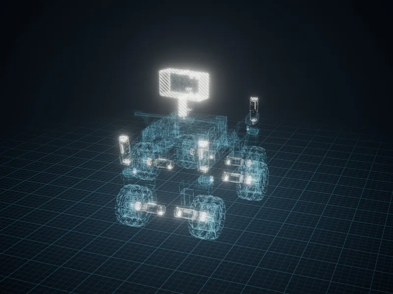 The robot in x-ray, its most expensive parts brightest and its 3 unpriced parts hatched